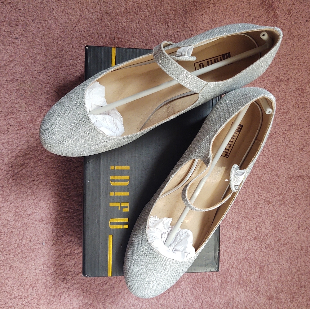 IDIFU Women's Candy Dress Mary Jane Shoes Low Block Heels Closed Round Toe
